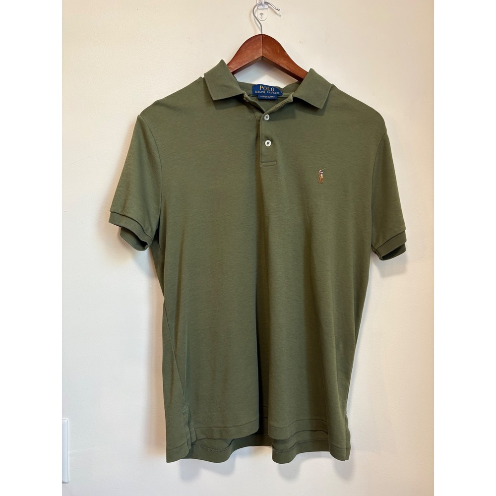 Polo Ralph Lauren Olive Green Custom Slim Fit Short Sleeve Polo Shirt Mem S